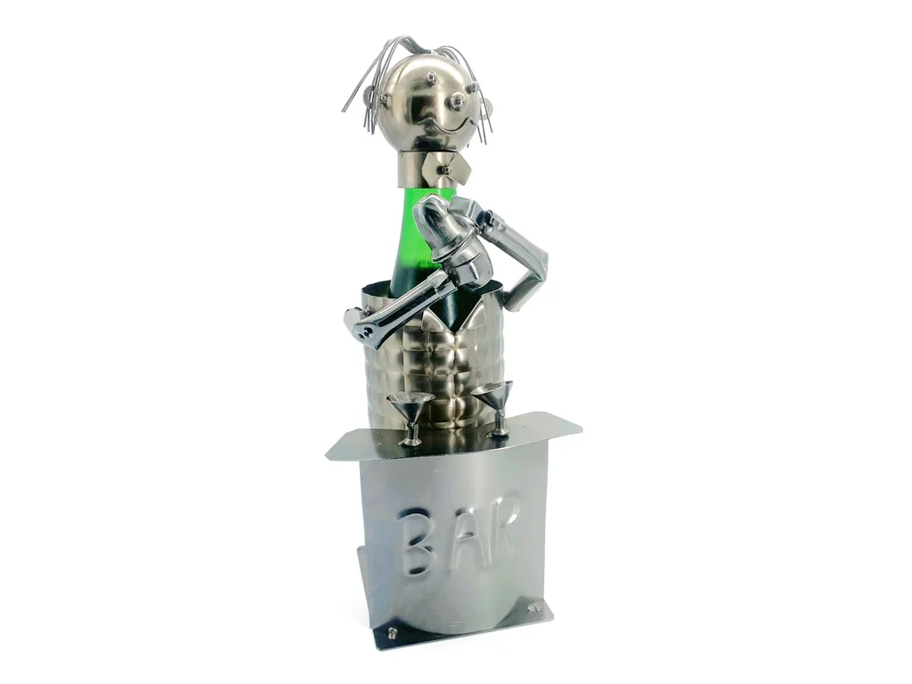Weinflaschenhalter Metall Figuren Barkeeper Butler ein dekoratives Objekt