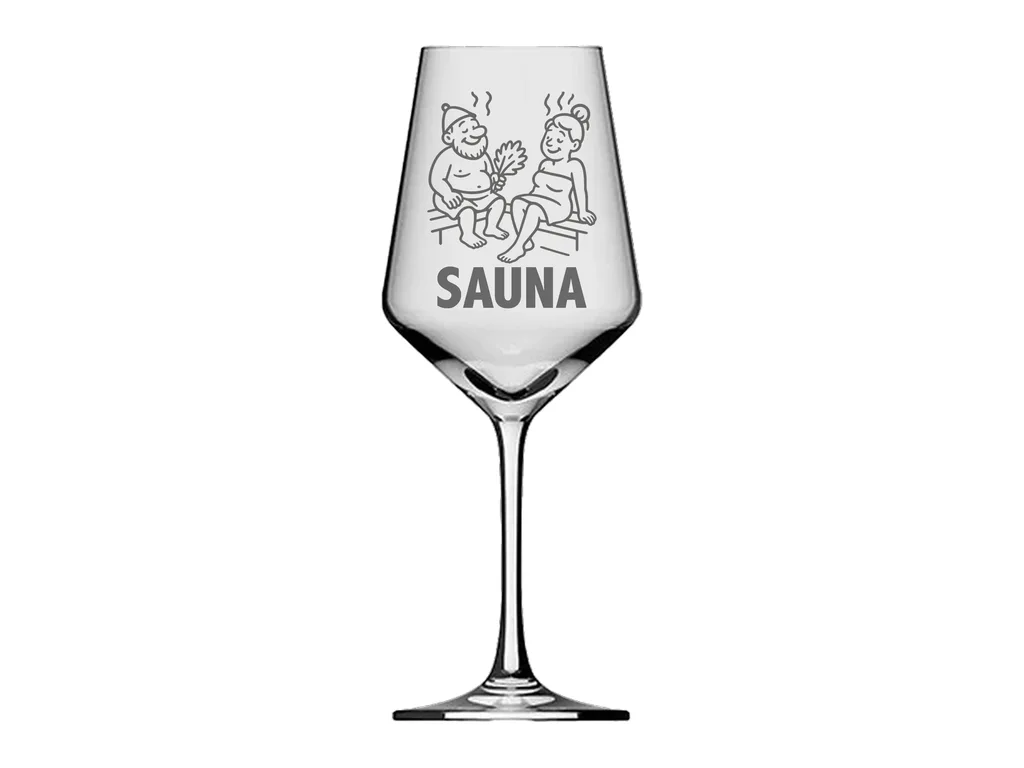 Weinglas hitzebeständig spülmaschinenfest für Weinliebhaber Saunagänger genieße dein Lieblingswein in der Sauna