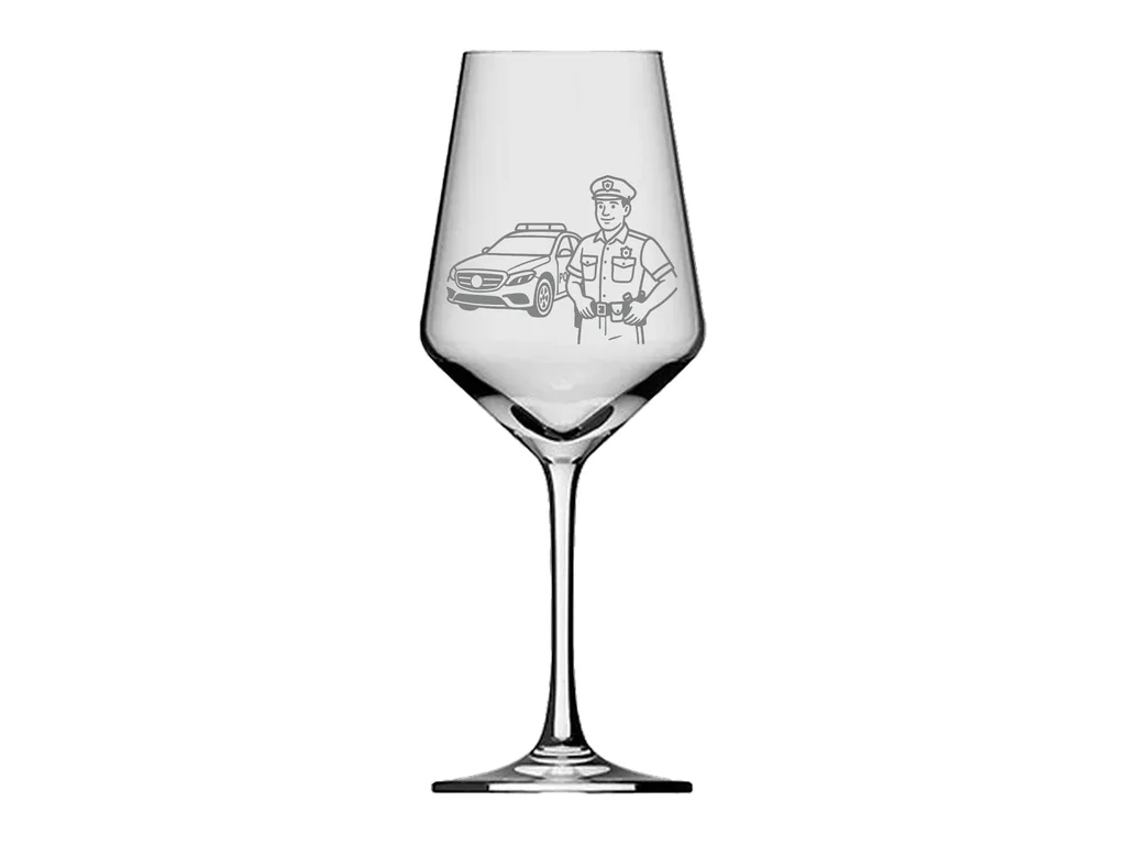 eXODA Weinglas Polizeimotiv langlebig spülmaschinenfest 350ml Kuh-Kalb Design