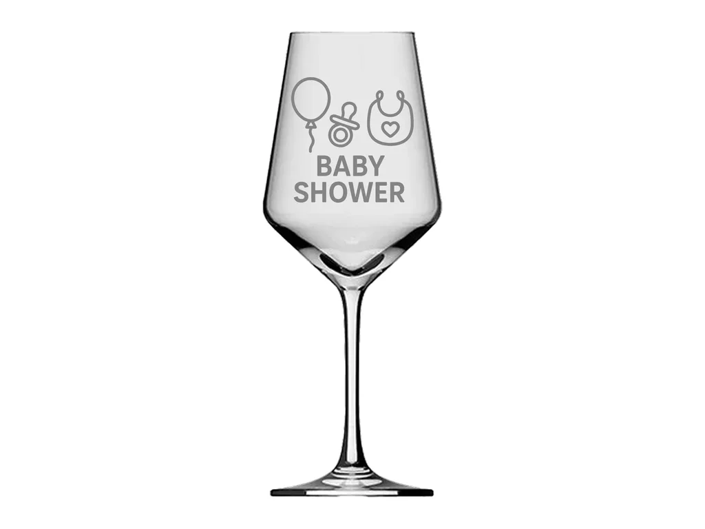 Weinglas mit Gravur für Baby Shower Geschenke 350 ml spülmaschinenfest kinderfreundlich