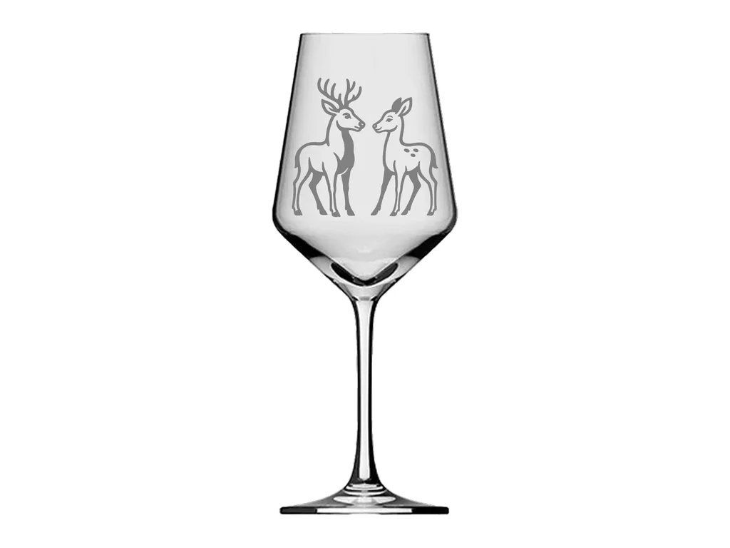 Weinglas mit Hirsch Reh-Gravur spülmaschinenfest ideal für gesellige Anlässe 350 ml