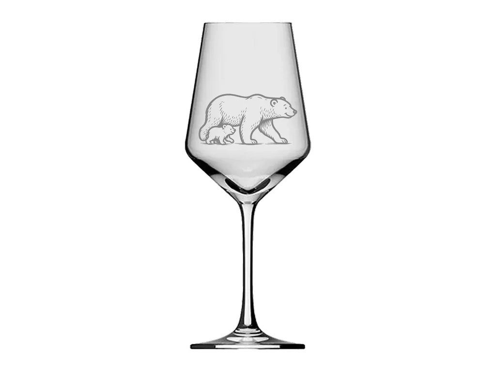Weinglas Gravur Eisbär mit Baby 350ml elegant für besondere Anlässe und Genussmomente