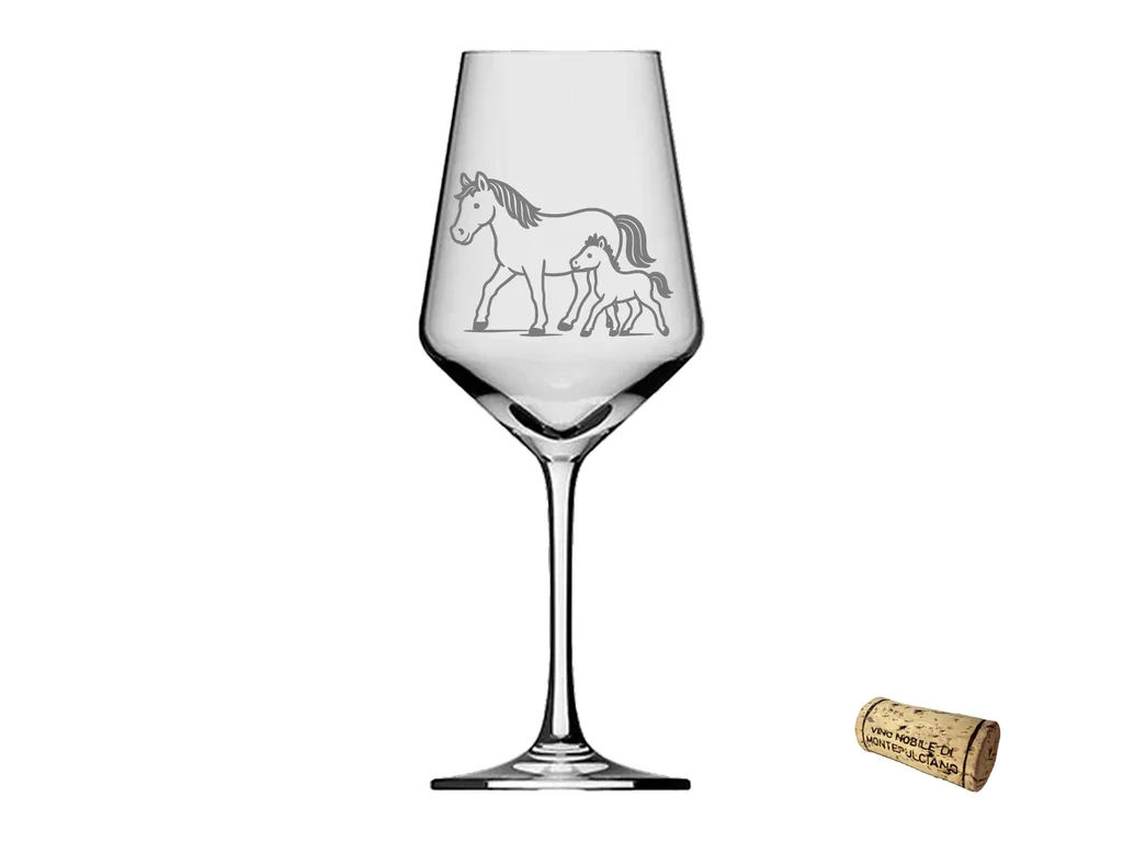 Weinglas Pferd mit Fohlen 350ml spülmaschinenfest elegantes Design für Weinliebhaber