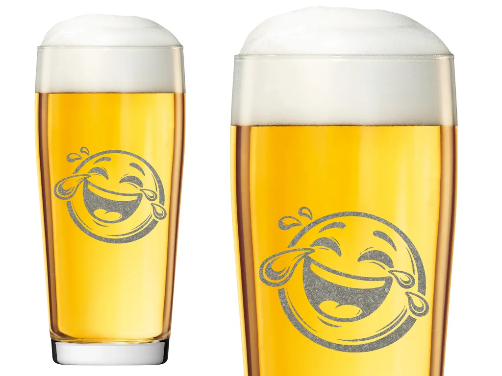 1x Smiley Motiv Bierglas 500ml spülmaschinenfest für gesellige Abende und gute Laune
