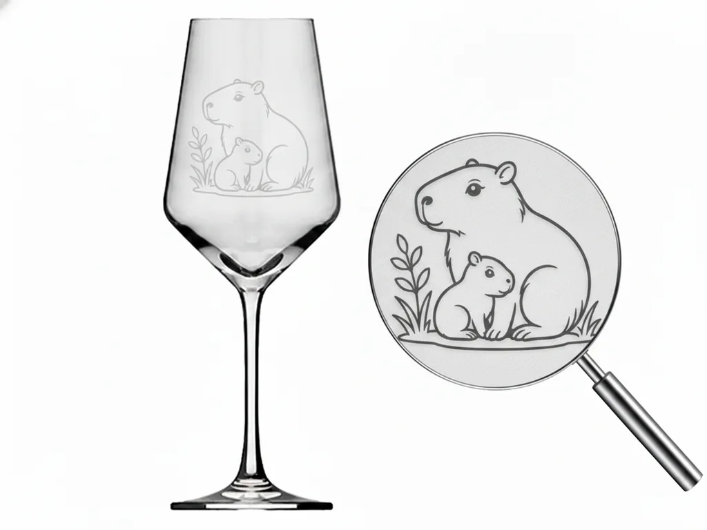 Weinglas Capybara mit Baby spülmaschinenfest 350ml für verschiedene Getränke