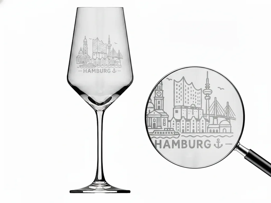 Weinglas Gravur Hamburg 350ml spülmaschinenfest für entspannte Abende und Genuss