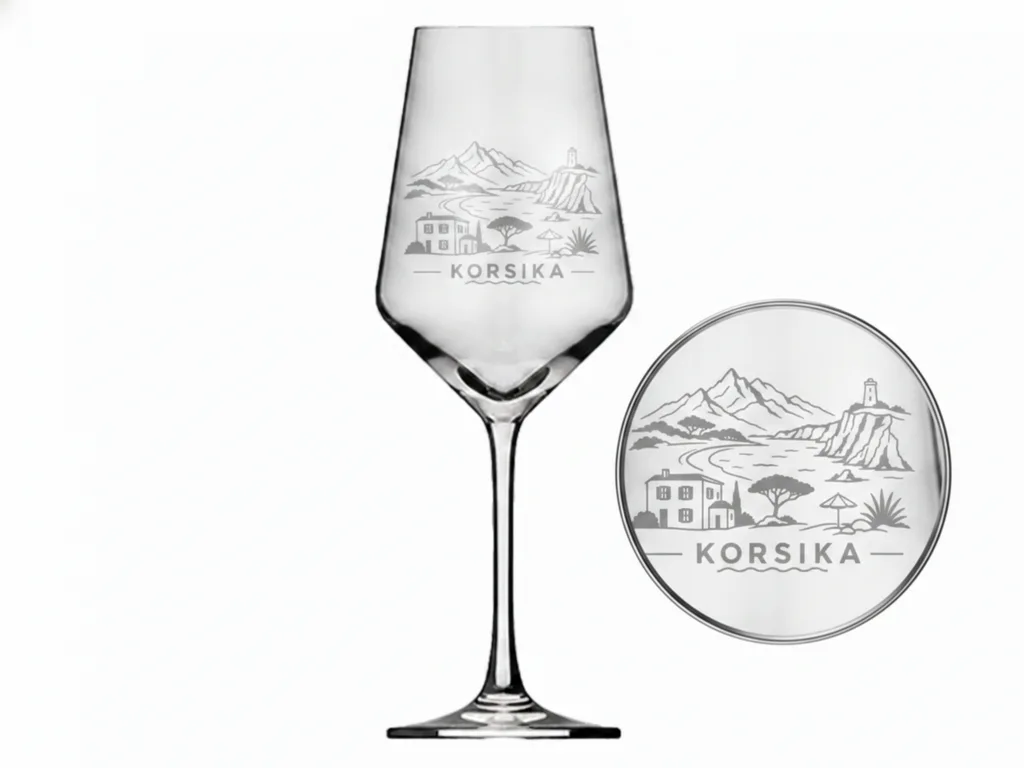 Weinglas Gravur Korsika 350ml spülmaschinenfest und robust für Genusserlebnis