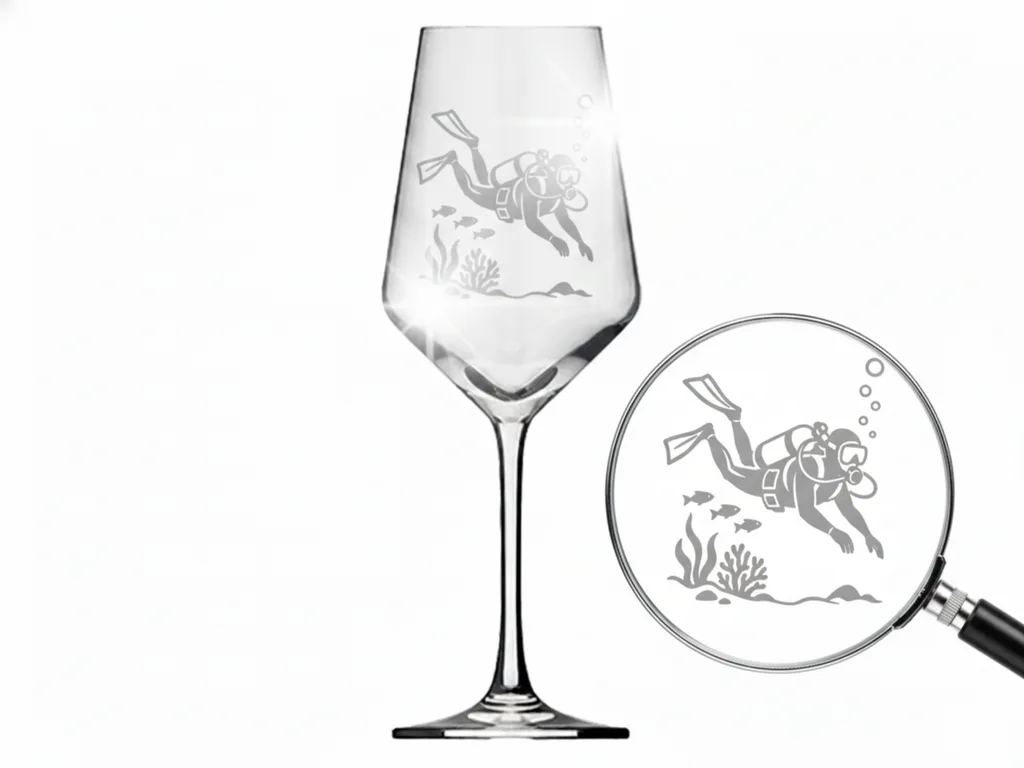 Weinglas Gravur Taucher 350ml spülmaschinenfest für Weine und Anlässe