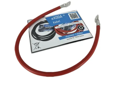 Batteriekabel 25 mm² 50cm mit M8 Kabelschuhen Rot flexibel aus 99 9% Kupfer
