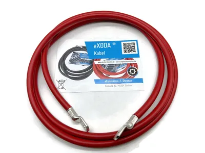 eXODA Batteriekabel 35 mm² 200cm M8 Rot mit Kabelschuhen für Fahrzeuge und Boote