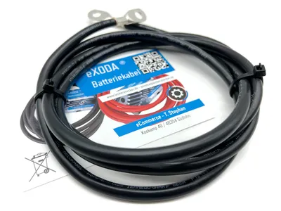 Batteriekabel 25 mm² 200cm mit M10 Kabelschuhen flexibel Schwarz