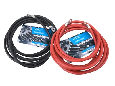 Batteriekabel Set 35 mm² 500cm mit Kabelschuhen M8 Rot und Schwarz