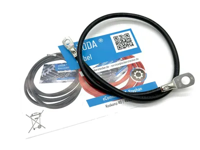 Batteriekabel 10 mm² 50cm Kabelschuhe M6 und M8 Schwarz