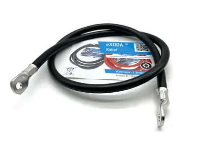 Batteriekabel 50 mm² 100cm M8 Kabelschuhe Schwarz 4032 Watt 336A flexibel bis 70°