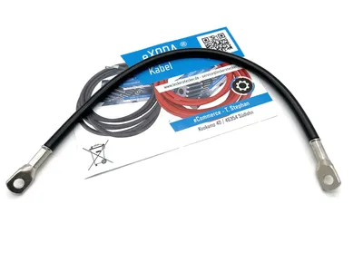 eXODA Batteriekabel 16 mm² 30cm M6 Kabelschuhe flexibles Kupferkabel max 4301 Watt