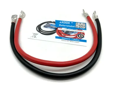 50mm² Batteriekabelset 50cm M8 Kabelschuhe rot schwarz bis 8064W 672A 12V flexibel