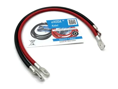 Batteriekabel Set 25 mm² 50cm mit M8 Kabelschuhen Rot Schwarz für Auto Boot Motorrad 99 Prozent Kupfer