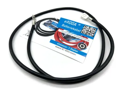 eXODA Batteriekabel 10 mm² 100cm mit Kabelschuhen M8 Schwarz flexibel temperaturbeständig