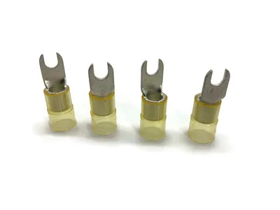 Gabelkabelschuh 16mm2 bis 25mm2 M6 isoliert 4x Ringöse Pressöse Quetschkabelschuhe gelb