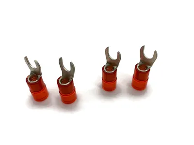 eXODA Gabelkabelschuh 6mm2 bis 10mm2 M6 isoliert 4x Ringöse Pressöse Quetschkabelschuhe rot