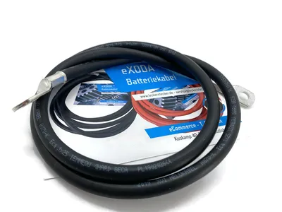 Batteriekabel 25 mm² 100cm mit Kabelschuhen M8 und M10 Schwarz