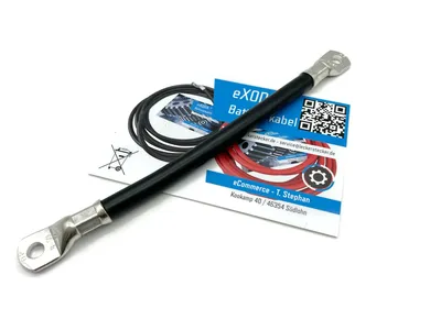 50mm² Batteriekabel 20cm M8 Schwarz 99 Prozent Kupfer bis 1680A 12V max 20160W