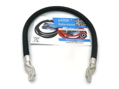 eXODA Batteriekabel 70 mm² 50cm mit M6 und M8 Schwarz für KFZ Boote Motorräder bis 70°