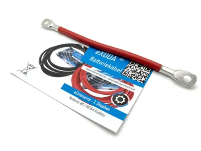 eXODA Batteriekabel 25 mm² 20cm M8 Rot für Auto Boot Motorrad 840A 12V flexibles Kabel