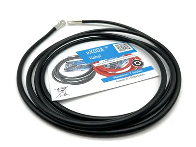 eXODA Batteriekabel 16 mm² 2,5m M5 Schwarz für Auto Boot Motorrad bis 70° sicher