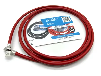 Batteriekabel 16 mm² 2,5m mit M5 Kabelschuhen rot made in Germany