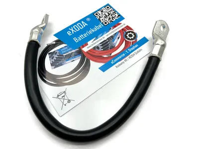 Batteriekabel 70 mm² 30cm M8 Schwarz hitzebeständig bis 70° max 18816 Watt 99% Kupfer