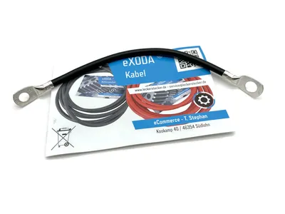Batteriekabel 10 mm² 20cm Kabelschuhe M8 und M10 Schwarz