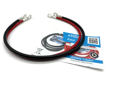 eXODA Batteriekabel Set 16 mm² 50cm M8 mit Kabelschuhen für KFZ Boot Motorrad