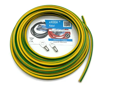 eXODA 10m Erdungskabel 16 mm² Grün-Gelb M8 M10 Kabelschuhe für Erdungsanwendungen