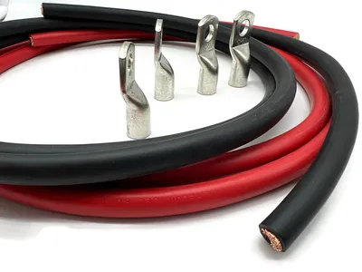 Batteriekabel 50mm2 4x M10 Kabelschuh 2m Rot Schwarz Set mit 2 Kabeln 4 Kabelschuhen
