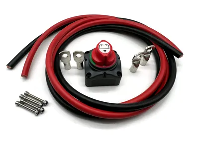 Kabel 50mm2 4x M10 Kabelschuh 2m Rot Schwarz mit Trennschalter - Set für Elektroinstallationen