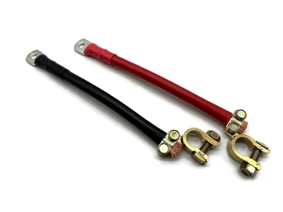 Batteriekabel Set 25 mm 30cm flexibel M8 Rot Schwarz Klemmen 999 Kupfer Schrumpfschlauch