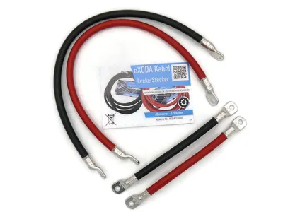 eXODA 50 mm² Kabel Set 50cm 20cm rot schwarz für Auto Boot Motorrad aus 99 9% Kupfer