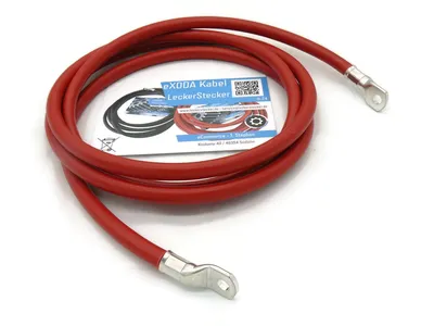 Batteriekabel 50 mm 25m rot mit M8 Kabelschuhen 99 Prozent Kupfer für 134A 12V