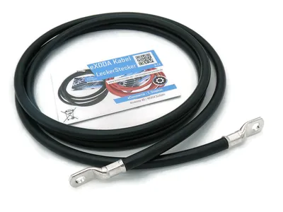 Batteriekabel 50 mm² 2,5m M10 Kabelschuhen Schwarz flexibel 99 Prozent Kupfer hitzebeständig