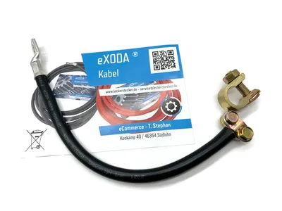 Exoda Batteriekabel 35 mm² mit M8 Kabelschuhen Schwarz für Auto Boot Motorrad