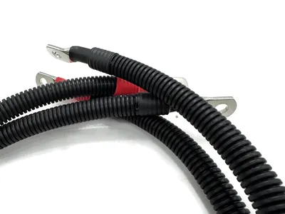 Batteriekabel Set 35 mm² 80cm mit Kabelschuhen und Wellrohrschutz Rot Schwarz